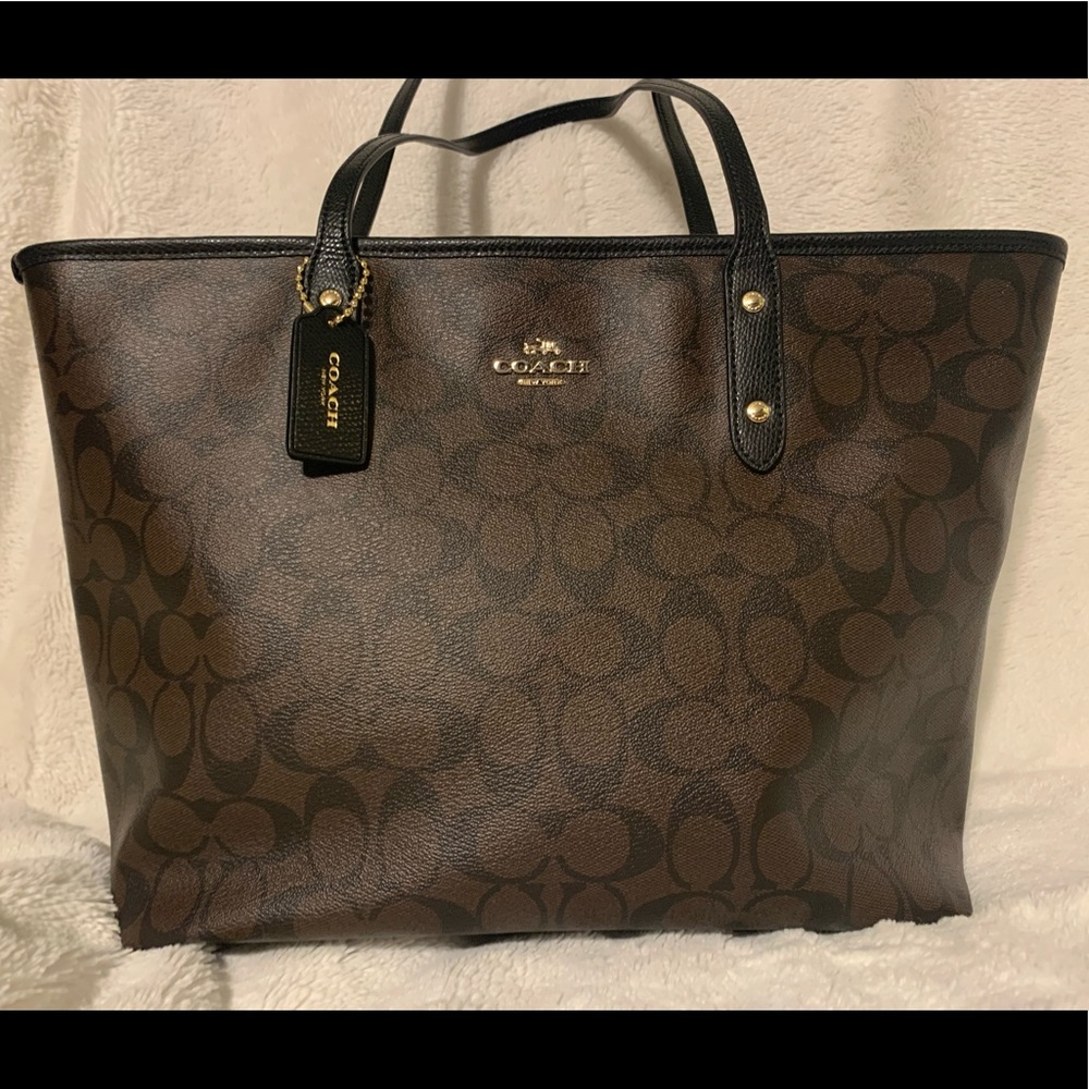 Coach Signature City Zip Tote - Brown/Black